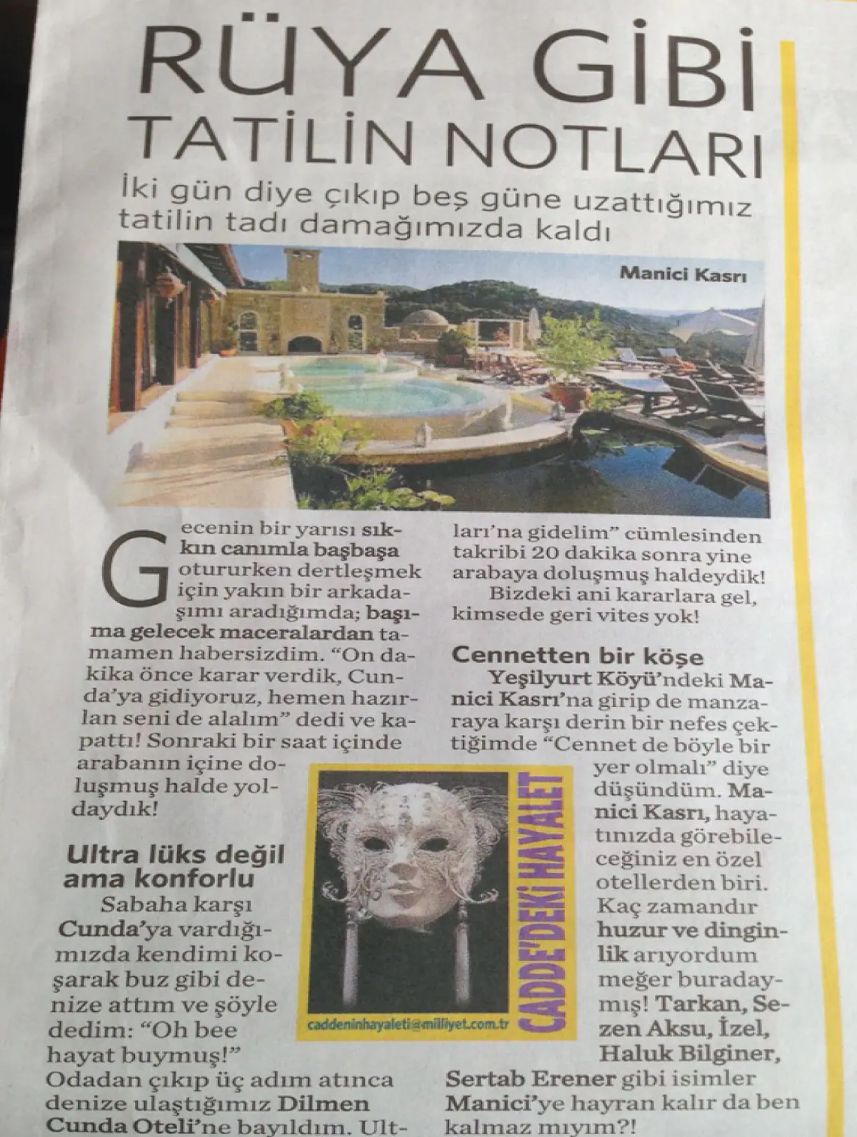 Milliyet 2013 — Manici Kasrı haberi