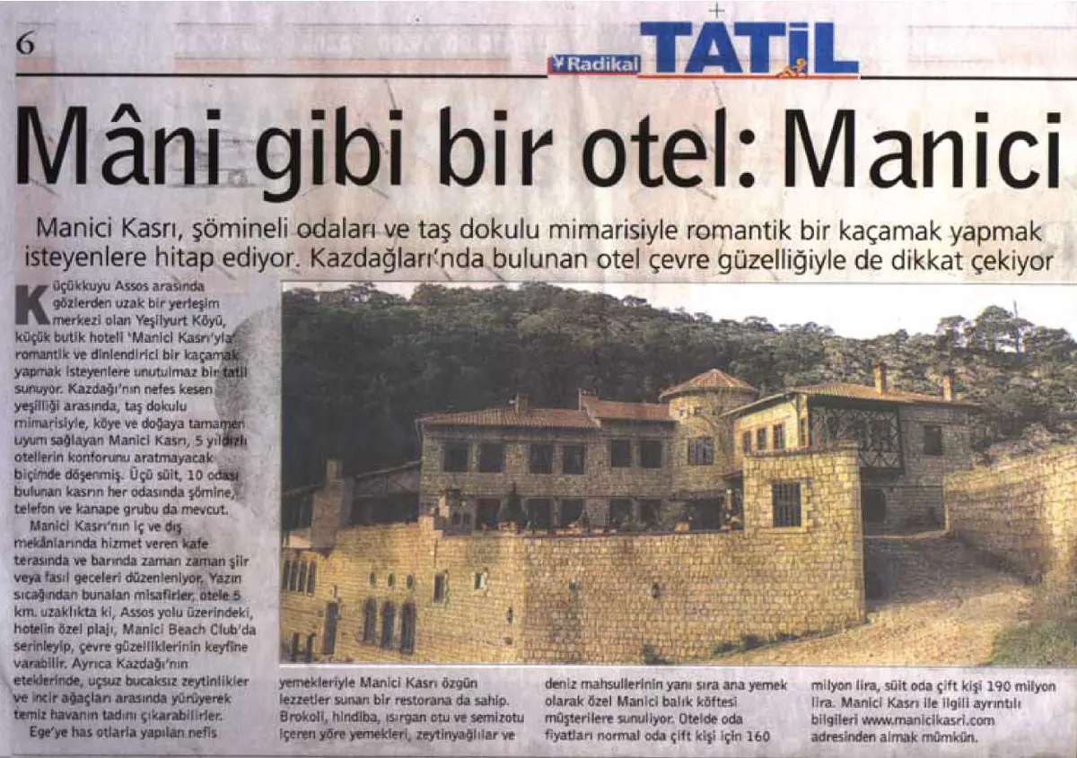 Radikal 2003 — Manici Kasrı haberi