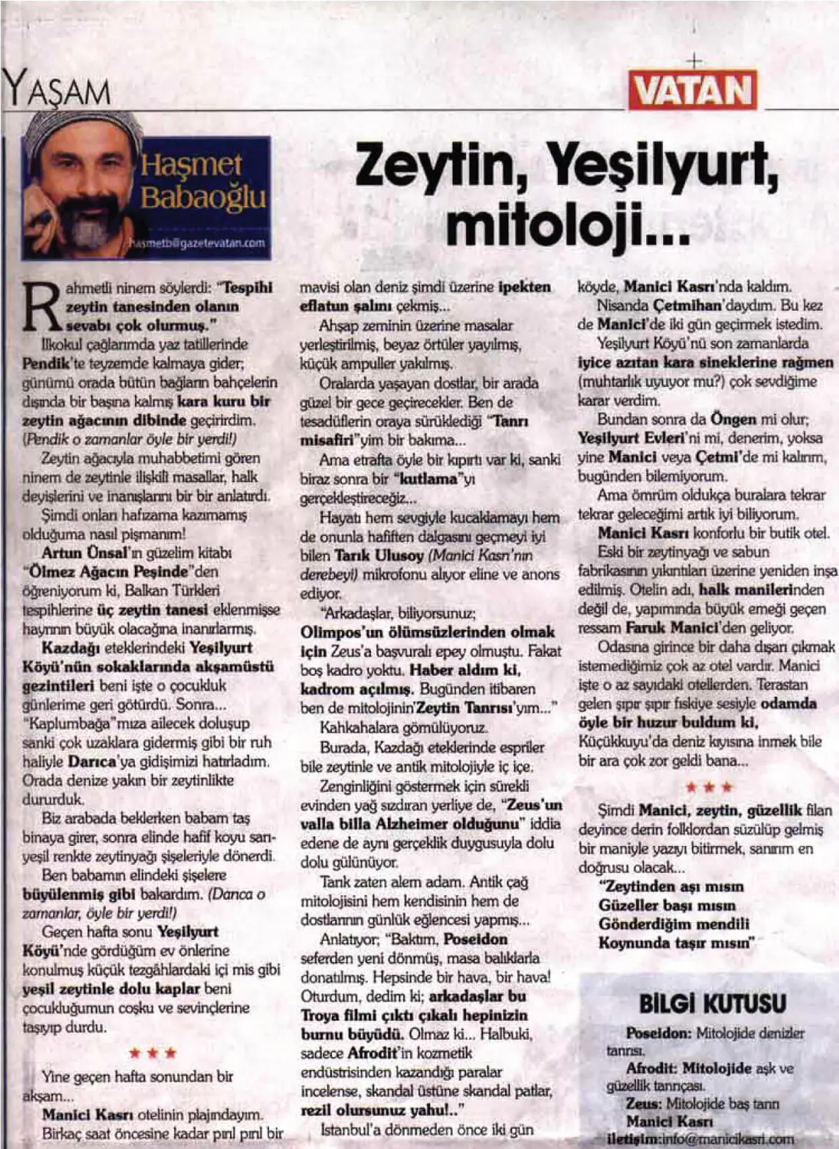 Vatan 2001 — Manici Kasrı haberi